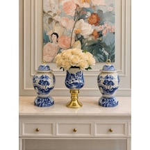 Dekoratif Salon Seti - Blue Blanc El Yapımı Gold