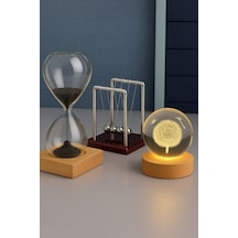 Ofisinize 3 Lü Masaüstü Dekorasyonu Usb'li Led Işıklı Karahindiba Küre Kum Saati Newton Balans Hedye Çok Renkli