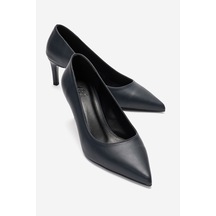 Luvi Shoes Velmıra Lacivert Mat Kadın Topuklu Ayakkabı