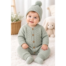 Babyhola Kız Bebek Triko Tulum Ve Bere Takımı 3005 Yeşil