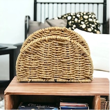 Hasır Rattan Peçetelik Saklama Kutusu Organizer Yuvarlak