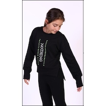 Toontoy Kız Çocuk Nakış Detaylı Sweatshirt Siyah