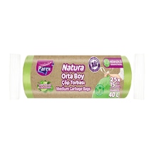 Natura Büzgülü Çöp Torbası 15'li Orta Boy 55 X 60 Cm 25'li Paket