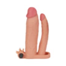 Lilitu Shop 7.5 cm Uzatmalı Çiftli İçi Boş Titreşimli 21 cm Çatal Dildo Penis