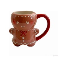 Honmex Yeniden Kullanılabilir Fırın/mikrodalga Uygun Kiremit Kupa, Şekerci Adam Şekli, Noel si, Kırmızı Saplı, 1 Adet Kırmızı Sap