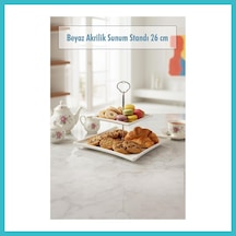 Bezos 2 Katlı Beyaz Akrilik Meyvelik & Kurabiyelik & Sunum Standı - 26 Cm Dfnbez