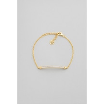 Modern Minimal 18 Ayar Sarı Altın Kaplama 19 Cm Gümüş Bileklik Sarı