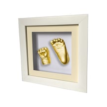 Küçük İzler Beyaz Çerçeveli Bebek El Ve Ayak İzi Heykeli Set