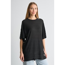 Alexandergardı Fitilli Oversize T-shirt Siyah