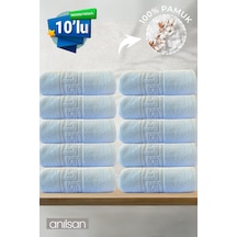 10'lu Mavi Greek Beyaz Banyo Havlusu - 70x140 Cm, 490 Gr, %100pamuk, Spa Ve Otel Havlusu Mavi
