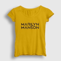 Presmono Kadın Logo Marilyn Manson T-shirt Sarı