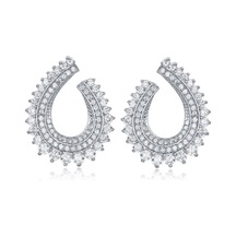 Monemel Kristal Taşlı Küpe Altın Kaplama E0300 Gümüş - Rodyum