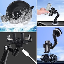 Büro Ev Ofis Arabası İçin Araç İçi 360 Dönen Cama Sabitlenir Vantuzlu Ayarlı Oto Telefon Tutucu Diğer