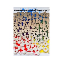 200 Lü Boyanabilir Obje Seti Hobi & Sanat Etkinlik Seti + 6 Renk Akrilik Boya + Fırça