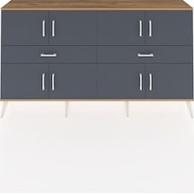 Arges Konsol 4 Raflı 2 Çekmeceli 8 Kapaklı 176x30x99 Çam-antrasit Çam-antrasit