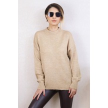 Ritnice Kadın Camel Oversize Basic Kazak - Çok Renkli