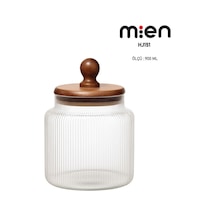 Mien Akasya Kapak Ball Cam Kavanoz 900ml Ahşap - Şeffaf