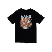 Avatar The Last Airbender Aang Baskılı %100 Pamuk Unisex Siyah T-shirt SIYAH