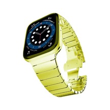 Apple Watch Tüm Seriler İle Uyumlu Balıksırtı Baklalı Paslanmaz Çelik Kordon 38-40-41 Mm Gold Çok Renkli