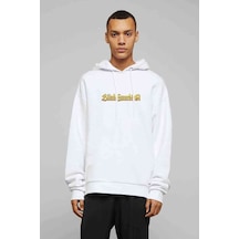 Blind Guardian Logo Gold Baskılı Beyaz Erkek Kapşonlu Sweatshirt