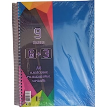 6+3 Ayraçlı Defter 9 Konulu 225 Yaprak 1 Adet 6 Kareli 3 Çizgili Spralli Plastik Kapak Seperatörlü Mavi