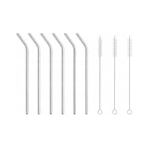 6'li Krom Paslanmaz Metal Pipet Seti 3 Adet Pipet Temizleme Fırçası Hediyeli, Çevre Dostu Metal Pipet, Dayanıkl