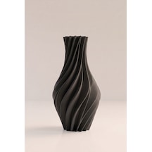 Suna Vazo Siyah 20 Cm - Modern Sarmal Burgu Dekoratif Salon Konsol Sehpa Çiçekliği