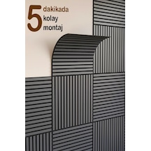 Winflex Mini Eko Akustik Ahşap Panel Antrasit Gri - 60x60cm