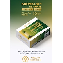 Vitality Nutrition Bromelain Ultimate 750 Mg 2400 Gdu/g 60 Tablet Yeşil Çay + Biotin + Krom + Piperin