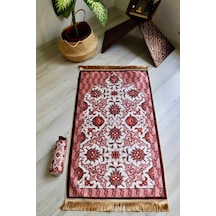 Taşınabilir İpek Dokulu Keseli Seccade S1031 Pembe Renk Pembe