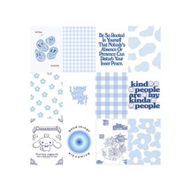 Blue Mavi Mottolu Soft Poster Duvar Kağıdı Seti