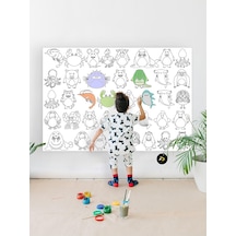 Pster21322 Hayvanlar Alemi Eğitici Dev Boyama Kağıdı, Çocuklar Için Aktivite Boyama Rulosu 90x130cm Açık Ahşap