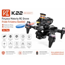 K22 Shoot Frizbi Fırlatma Özellikli Fırçasız Motorlu Rc Drone Hava Fotoğrafçılık Dron Katlanabilir Akıllı Sensör Kumandalı Wifi Fpc Vanlı Görüntü Elektirikli Kamera