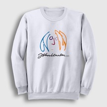 Presmono Unisex Logo Beatles John Lennon Sweatshirt Beyaz