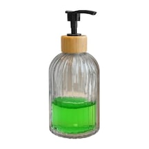 Sıvı Sabunluk Doğal Bambu Başlıklı Şeffaf Cam Gövde Banyo Mutfak Ve Lavabo Üstü Kullanım Için Modern Pompal Diğer