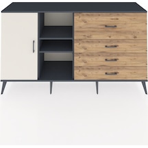 Kronos Konsol 4 Raflı 4 Çekmeceli Tek Kapaklı 176x59x99 Antrasit-aytaşı/çam Aytası/atlas Çam - Antrasıt