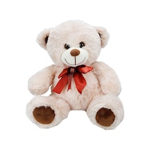 Kırmızı Kurdeleli Sevimli Oturan Peluş Ayıcık 30cm