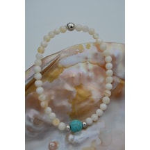 Stoneage Jewellery Sedef ve Turkuaz Doğal Taşlı Spor Bileklik Çok Renkli