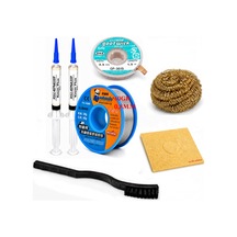 Lehim Seti 0,8 Mm 40 Gr Lehim Teli 2 Li Flux Cp-3515 Lehim Emme Teli Fırça Ve Havya Ucu Temizleme Set St306