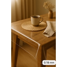 Şeffaf , İnce , Pvc Kaymaz Taban 180 Micron 0,18 Mm Masa Örtüsü - 100 X 170 Hasır Hariçtir. Şeffaf