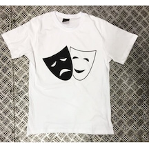 Tiyatro Baskılı Unisex %100 Pamuk Beyaz T-shirt Beyaz