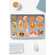 Orange Aesthetic Temalı Sticker Etiket Seti 1 - Turuncu Sticker - Laptop Notebook Telefon Diğer