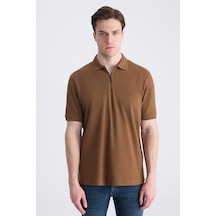 D's Damat Ds Damat Regular Fit Kahverengi Pike Dokulu %100 Pamuklu T-shirt 4hc140211214m 201