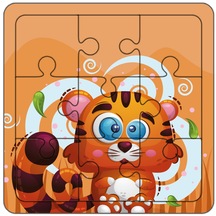 Sevimli Aslan İlk Puzzlem Çocuklar İçin Eğitici-Öğretici Ahşap Oyuncak 9 Parça