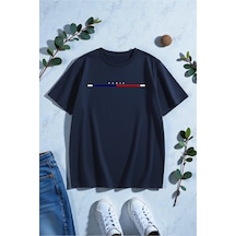 Uyguntarz Unisex Paris Baskılı Tasarım Tshirt Lacivert