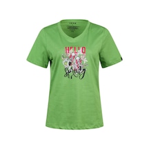 2as Alone Baskılı V Yaka Kadın T-shirt 402 Yeşil