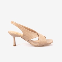 Hawen Angels Kadın Kösele Taban Bantlı 7,5cm Kısa Topuklu Sandalet 6895-04-v1 Nude