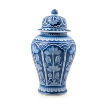 Dekoratif Kapaklı Küp Lacivert 29x29x56 Cm
