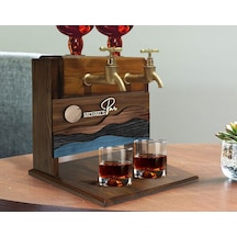 Bk Gift Kişiye Özel Kabartma Manzara Tasarımlı İsimli Çift Musluklu Doğal Ahşap İçki Standı-1, İçki Standı, Doğum Günü Hediyesi, Ev Hediyesi Bitmeyen1