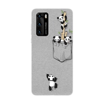 Huawei P40 Ana-nx9 Uyumlu Kılıf Desenli Baskılı Silikon Pandalar 1798